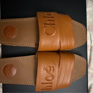Chloe Brown Leather Mules